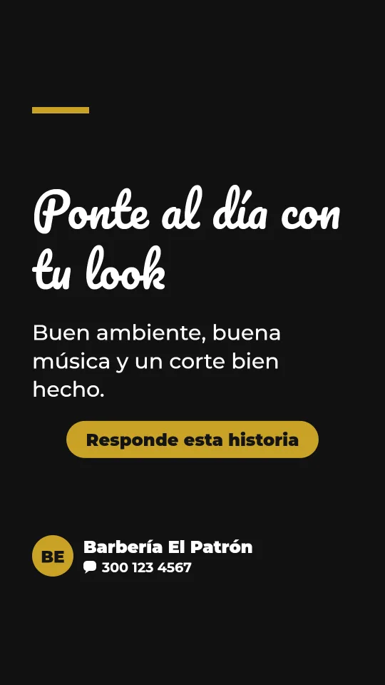 Ejemplo de historia para barbería: Ponte al día con tu look