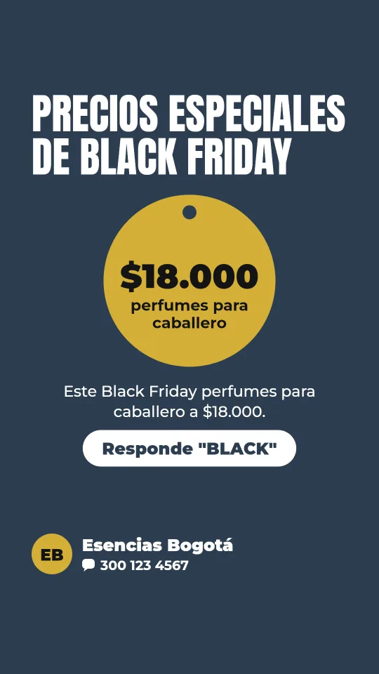 Ejemplo de historia para perfumes: Precios especiales de Black Friday