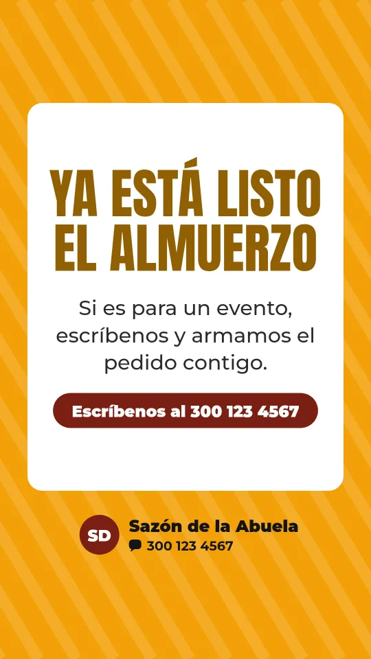 Ejemplo de historia para comida a domicilio: Ya está listo el almuerzo