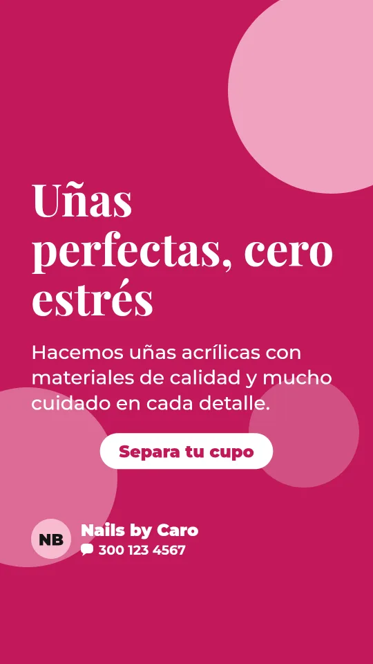 Ejemplo de historia para uñas y manicure: Uñas perfectas, cero estrés