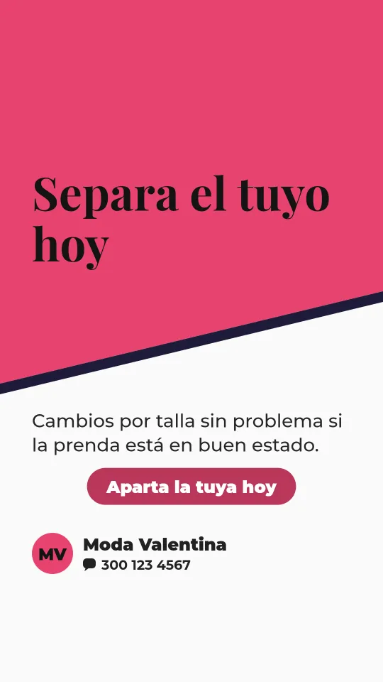 Ejemplo de historia para ropa y moda: Separa el tuyo hoy